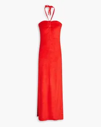 Giuliva Heritage Collection Leda draped modal-blend terry halterneck midi dress - Red Red