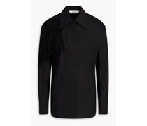 Fringed cotton-poplin shirt - Black