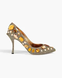 Dolce & Gabbana Crystal-embellished lamé pumps - Metallic Metallic