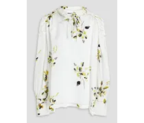 Amelia floral-print seersucker shirt - White