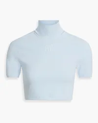 Alexander Wang Cropped stretch-knit turtleneck top - Blue Blue