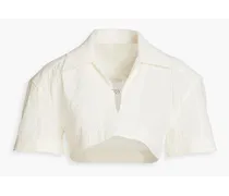 Bebi cropped hemp and cotton-blend shirt - White