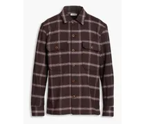 Checked cotton and wool-blend twill shirt - Brown
