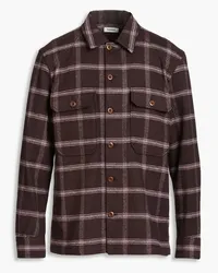 Sandro Checked cotton and wool-blend twill shirt - Brown Brown