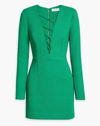 Rebecca Vallance Dionne lace-up cloqué mini dress - Green Green