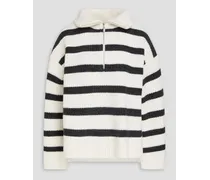 Felix striped merino wool half-zip sweater - White