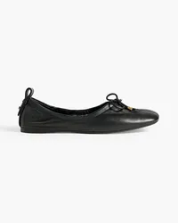 Frame Denim Cutout bow-detailed leather ballet flats - Black Black