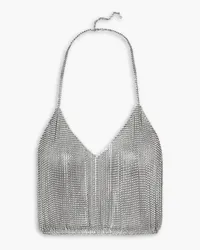 Michael Lo Sordo Solar backless crystal-embellished silver-tone halterneck top - Metallic Metallic