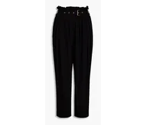 Pleated crepe tapered pants - Black