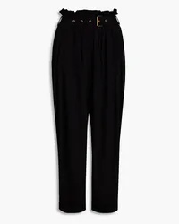 Balmain Pleated crepe tapered pants - Black Black