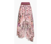 Crystal-embellished printed silk-chiffon skirt - Pink
