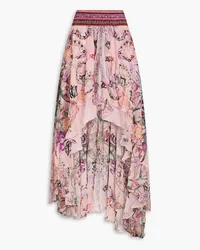 Camilla Crystal-embellished printed silk-chiffon skirt - Pink Pink