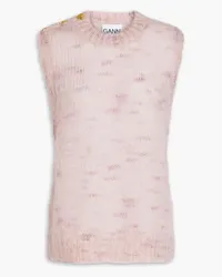 Ganni Button-embellished mohair-blend vest - Pink Pink