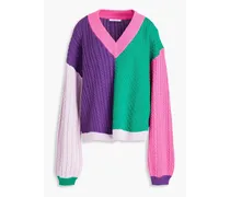 Delilah color-block cable-knit cotton sweater - Multicolor