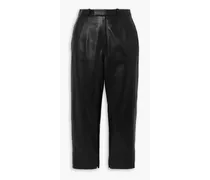 Cropped leather skinny pants - Black