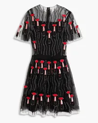 Valentino Garavani Embellished velvet-trimmed tulle mini dress - Black Black