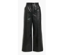 Leather wide-leg pants - Black