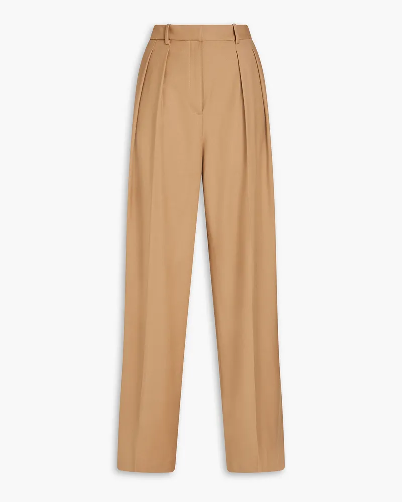 Theory Pleated wool-twill wide-leg pants - Neutral Neutral