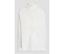 Guipure lace-trimmed cotton-blend poplin shirt - White
