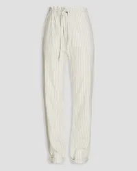 Rag & Bone Belted striped cotton, hemp and linen-blend straight-leg pants - White White