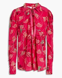 Valentino Garavani Pussy-bow floral-print silk crepe de chine blouse - Pink Pink