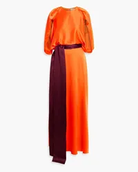 Roksanda Ilincic Milena cape-effect silk-satin gown - Orange Orange