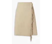 Fringed faux leather wrap skirt - Neutral