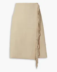 Stella McCartney Fringed faux leather wrap skirt - Neutral Neutral