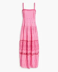 LoveShackFancy Camisha gathered polka-dot broderie anglaise cotton maxi dress - Pink Pink