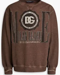 Dolce & Gabbana Distressed bleached logo-print French cotton-terry sweatshirt - Brown Brown