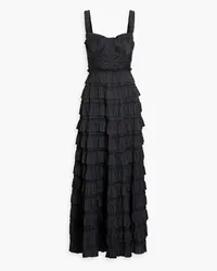 Ulla Johnson Camille tiered satin maxi dress - Black Black