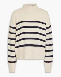 Brunello Cucinelli Bead-embellished striped cashmere turtleneck sweater - Neutral Neutral