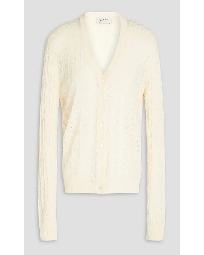 Giuliva Heritage Collection Pointelle-knit silk cardigan - White White