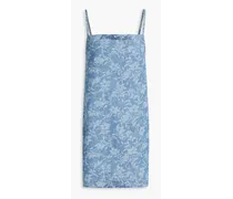 Floral-print denim mini dress - Blue