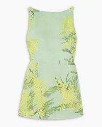 BERNADETTE Kimberly open-back floral-print linen mini dress - Green Green