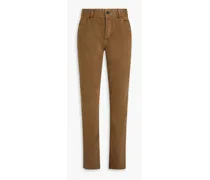 Cotton-blend drill pants - Brown