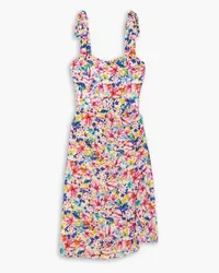 Rebecca Vallance Miami Squeeze belted floral-print silk crepe de chine midi dress - Pink Pink