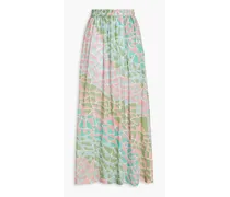 Printed cotton-voile maxi skirt - Blue