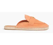 Seaside embellished suede espadrille slippers - Orange