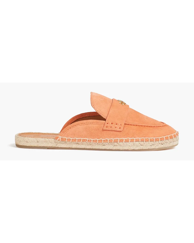 Tory Burch Seaside embellished suede espadrille slippers - Orange Orange