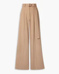 Ulla Johnson Nico belted pleated cotton wide-leg pants - Neutral Neutral