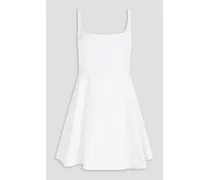 Flare cotton-blend piqué mini dress - White