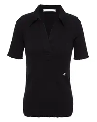 Helmut Lang Ribbed cotton-jersey polo shirt - Black Black