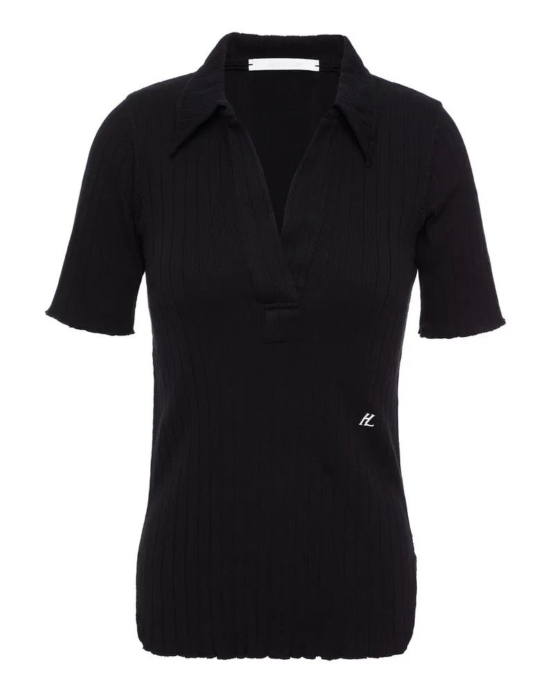 Helmut Lang Ribbed cotton-jersey polo shirt - Black Black