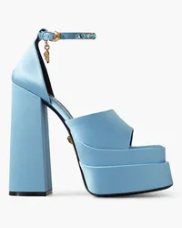 Versace Medusa Aevitas embellished satin platform sandals - Blue Blue