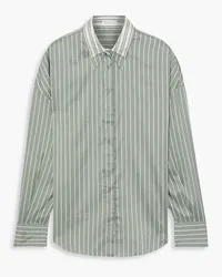 Brunello Cucinelli Layered striped silk-satin shirt 