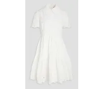 Laser-cut embroidered taffeta mini dress - White