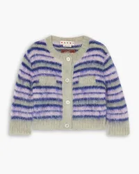 Marni Cropped striped mohair-blend cardigan - Purple Purple