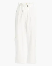 Brunello Cucinelli Belted French cotton-blend terry tapered pants - White White