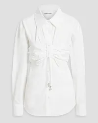 Alexander Wang Embellished ruched cotton-poplin shirt - White White